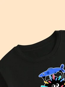 Sea Urchin Printed T-Shirt Women's Blouse Streetwear Comfortable - 黑色 - 查看 5