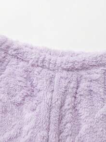 Balabala Tween Girl' 睡衣男孩和女孩冬季家居服套装，厚珊瑚绒，卡通印花 - 紫色 - 查看 8