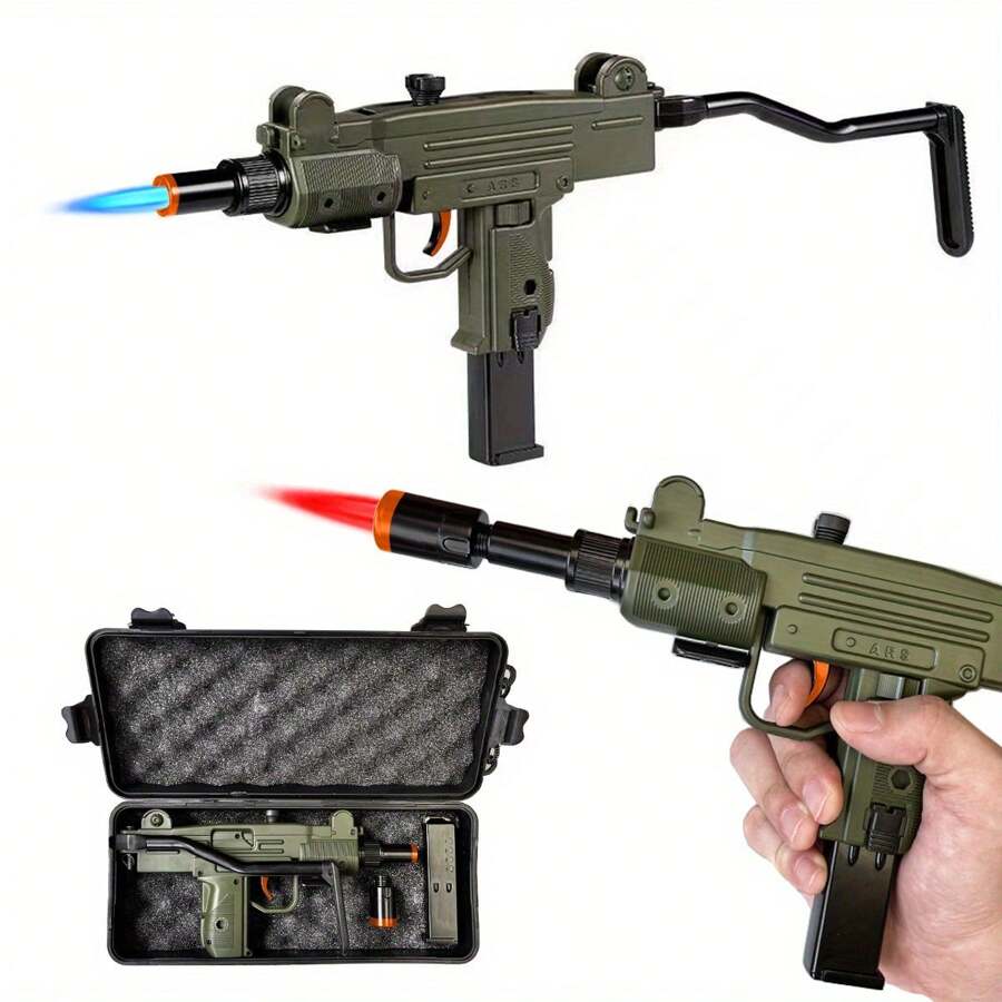 Christmas Thanksgiving Birthday Gifs - Cool Windproof Torch Lighters With 2 Flame Modes - Refillable, Adjustable Jet Flame Unique Butane Lighter For Outdoor BBQ, Kitchen, Camping, Welding & More, Gift Box Included (No Butane) - Green - View 1