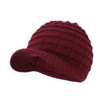 Mũ du lịch thoáng khí vành ngắn màu trơn thoải mái cho nữ, mũ len kẻ sọc dệt kim, mũ chống gió ấm áp cho cả nam và nữ, quà tặng Giáng sinh lý tưởng - A - Xem 9