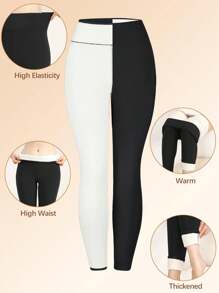 Bộ 3 quần legging lót nhiệt lưng cao cho nữ, quần bó mùa đông - màu đen - Xem 3