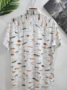 Men's Summer Floral Hawaiian Beach Shirt Short Sleeve Button Viscose Fabric - Multicolor - View 2