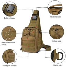Small Tactical Messenger Bag Sling Backpack Outdoor Shoulder Satchel Chest Packs - Khaki - View 2