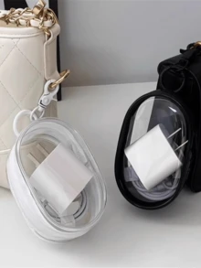 1 件便携式迷你透明拉链收纳袋钥匙扣，多功能收纳袋钥匙吊坠，带钥匙扣的耳机和充电器盒，透明旅行配件，旅行收纳袋，化妆包，化妆包，度假收纳袋，大容量化妆品收纳盒化妆盒，适用于口红、刷子、护肤品、手机、硬币、小物品，适用于家庭、礼物、度假和节日万圣节圣诞节多功能用途 - 彩色 - 查看 1