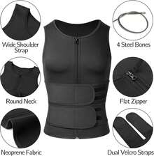 Men's Body Shaper Slimming Vest Sauna Shaper Body Posture Belly Reducer - màu đen - Xem 3