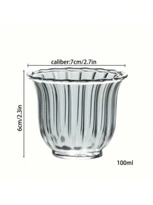 玻璃茶杯套装，条纹高硼硅玻璃，玻璃花形杯，小餐厅水杯，可重复使用，防漏，绝缘，无铅，适用于多种用途 - 可机洗，送礼 - 透明色 - 查看 4