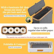 1 件带盖卫生纸收纳篮,浴室卫生纸收纳盒,竹制卫生纸收纳架,独立式带手柄,封闭式卫生纸纸巾收纳盒容器,家居浴室装饰浴室收纳盒秋季装饰返校 - 衛生紙收納帶提手 - 查看 13