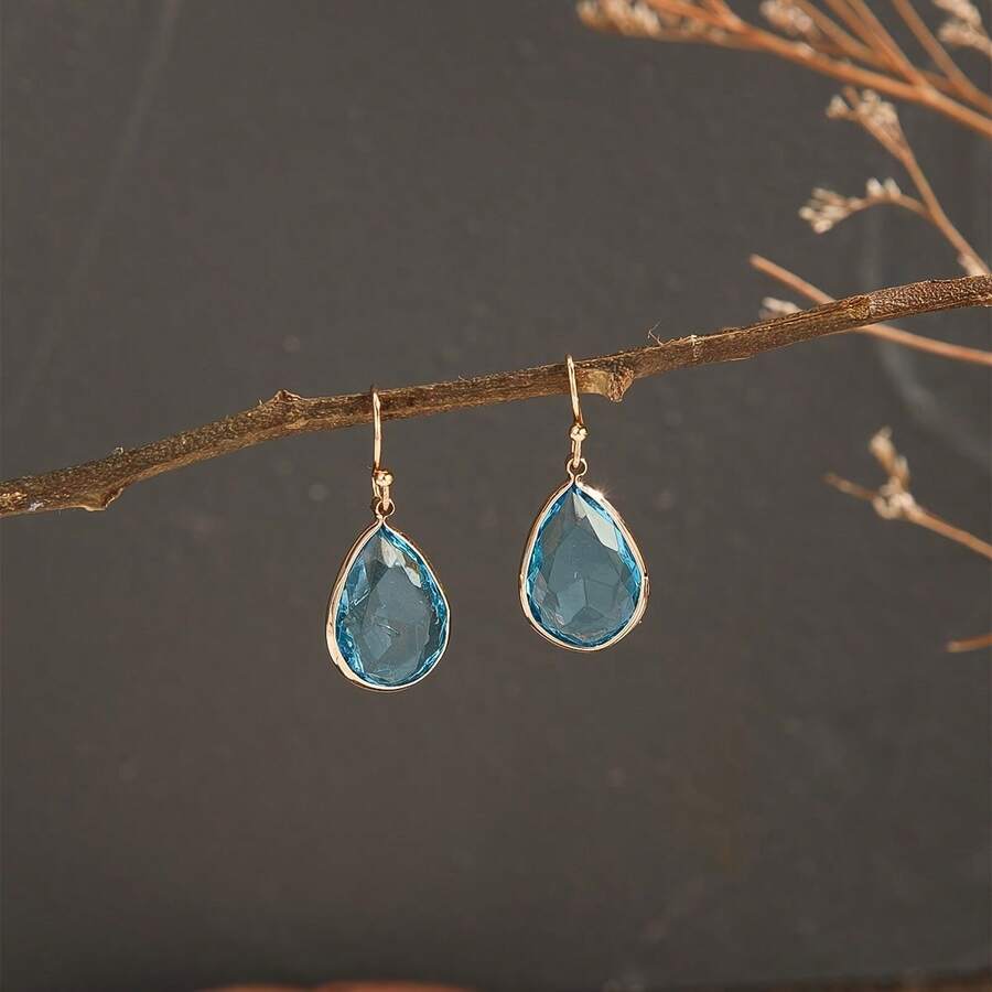 1 对时尚独特水滴形设计波西米亚风格耳环，适合女性日常佩戴 - 彩色 - 查看 1