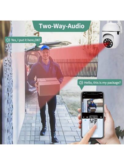 /1pc 1080P HD Rotatable Audio Camera, 2.4G Wireless Wifi Security 4X Human Motion Tracking 355° View, Home Monitoring, Elderly Child Care, Night Vision, Powered By USB Cable, Support Cloud Storage Memory Card (Not Included, Need To Purchase) view 7