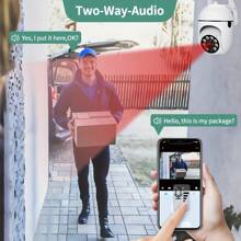 1 pièce Caméra audio haute définition 1080p rotative, caméra de  wifi sans fil 2,4 G, suivi des mouvements 4X et vue panoramique de 355°, pour la  et la surveillance à domicile, convient aux personnes âgées et aux soins des enfants, avec vision nocturne, alimentée par USB, prend en charge le stockage cloud et la carte mémoire (non incluse, à acheter séparément)