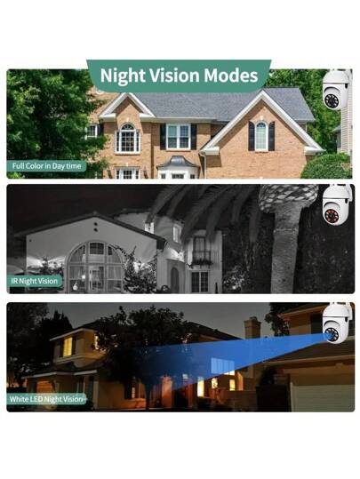 /1pc 1080P HD Rotatable Audio Camera, 2.4G Wireless Wifi Security 4X Human Motion Tracking 355° View, Home Monitoring, Elderly Child Care, Night Vision, Powered By USB Cable, Support Cloud Storage Memory Card (Not Included, Need To Purchase) view 5