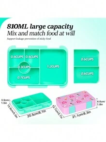 1pc Bento Lunch Box, Leakproof Large Bento-Style With 6 Compartments Portions Lunchbox, Reusable On-The-Go Meal And Snack Packing For Office, And Picnics Lunch Containers Lunch Box Accessories,Kitchen,Christmas Gift - Multicolor - View 7