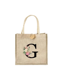 Letter Print Tote Bag, Floral Print Linen Tote Bag, Button Decor Tote Bag, Minimalist Large Capacity Tote Bag, Portable Casual Storage Tote Bag, Multi-Function Shopping Bag, New Design, Large Capacity - Khaki - View 24