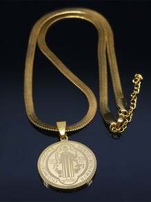 圣贝尼托吊坠项链，男士不锈钢蛇骨链项链，男女皆宜的时尚配饰，情侣礼物 - 項鍊 - 查看 6