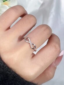 1 chiếc nhẫn tối giản bằng bạc 925 Zirconia biểu tượng vô cực, phù hợp cho phụ nữ và trẻ em gái, hoàn hảo cho tiệc vũ hội, tiệc tùng và quà tặng hẹn hò, trang sức thanh lịch - biểu tượng vô cực - Xem 5
