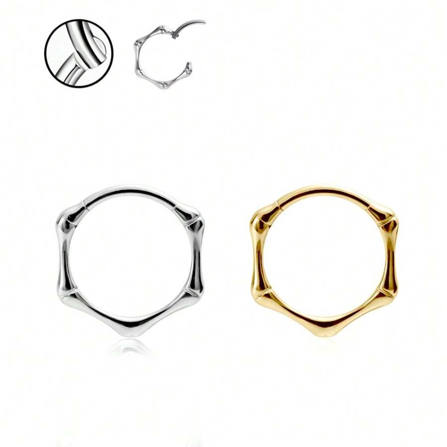 16G/18G Bambus Gelenk Edelstahl Helix Ohrringe, Conch Piercing Schmuck & Scharnier-segmentierte Lippenzinge für Damen und Herren | vielseitige unisex Körperschmuck Accessoires mit glatter Oberfläche