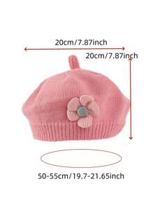 1 st. Kinderhoed Vrouwelijke Baby Schattige Bloem Baret Meisjes Gebreide Wollen Hoed Zoete Schildershoed Geschikt voor Dagelijks Gebruik In De Herfst En Winter Seizoen