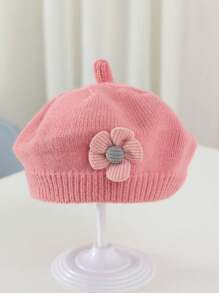 1 st. Kinderhoed Vrouwelijke Baby Schattige Bloem Baret Meisjes Gebreide Wollen Hoed Zoete Schildershoed Geschikt voor Dagelijks Gebruik In De Herfst En Winter Seizoen