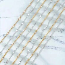 1 m Chaîne de bijoux style Ins en acier inoxydable 304 plaqué or 18 carats. Accessoires de bijouterie DIY pour bracelets et colliers