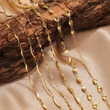 1 m Chaîne de bijoux style Ins en acier inoxydable 304 plaqué or 18 carats. Accessoires de bijouterie DIY pour bracelets et colliers