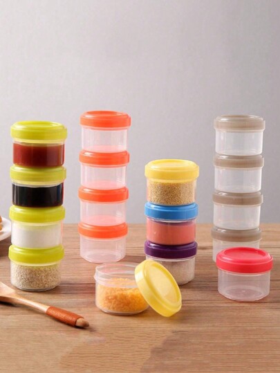 4/6pcs 35ml Salad Dressing Containers With Screw Lids, Plastic Sauce Condiment Containers With Covers For Lunch Box School Supplies, Back To School