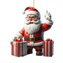 圣诞老人吊坠，双面可拆卸亚克力 - 圣诞主题家居和圣诞树装饰品，适合节日装饰 | 冬季庆祝活动的季节性吊坠 - 圣诞树装饰的最佳选择 - 彩色 - 查看 1