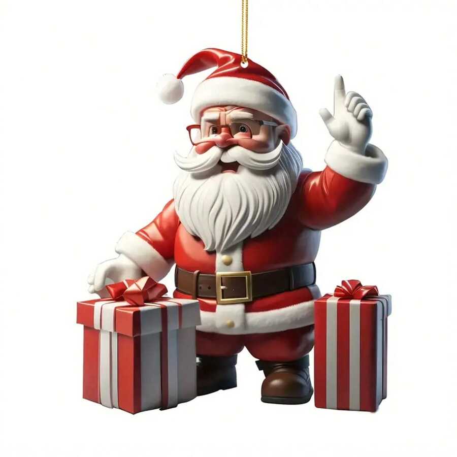 圣诞老人吊坠，双面可拆卸亚克力 - 圣诞主题家居和圣诞树装饰品，适合节日装饰 | 冬季庆祝活动的季节性吊坠 - 圣诞树装饰的最佳选择 - 彩色 - 查看 1