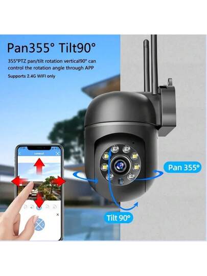 /1pc 1080P HD Rotatable Audio Camera, 2.4G Wireless Wifi Security 4X Human Motion Tracking 355° View, Home Monitoring, Elderly Child Care, Night Vision, Powered By USB Cable, Support Cloud Storage Memory Card (Not Included, Need To Purchase) view 9