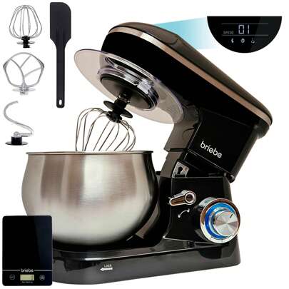  Impastatrice Planetaria, 5L, 6 Velocità  ✅ Spedizione 72h✅ Touch LED + Bilance da Cucina,Briebe, KM1164B, Nero, 1800W