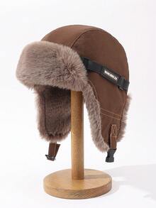 1 件男女通用纯色带防水面料经典 Ushanka 帽子，保暖内衬保暖冬季户外运动滑雪滑雪板护耳帽，适合日常使用 - A - 查看 6