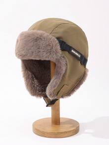 1 件男女通用纯色带防水面料经典 Ushanka 帽子，保暖内衬保暖冬季户外运动滑雪滑雪板护耳帽，适合日常使用 - A - 查看 9