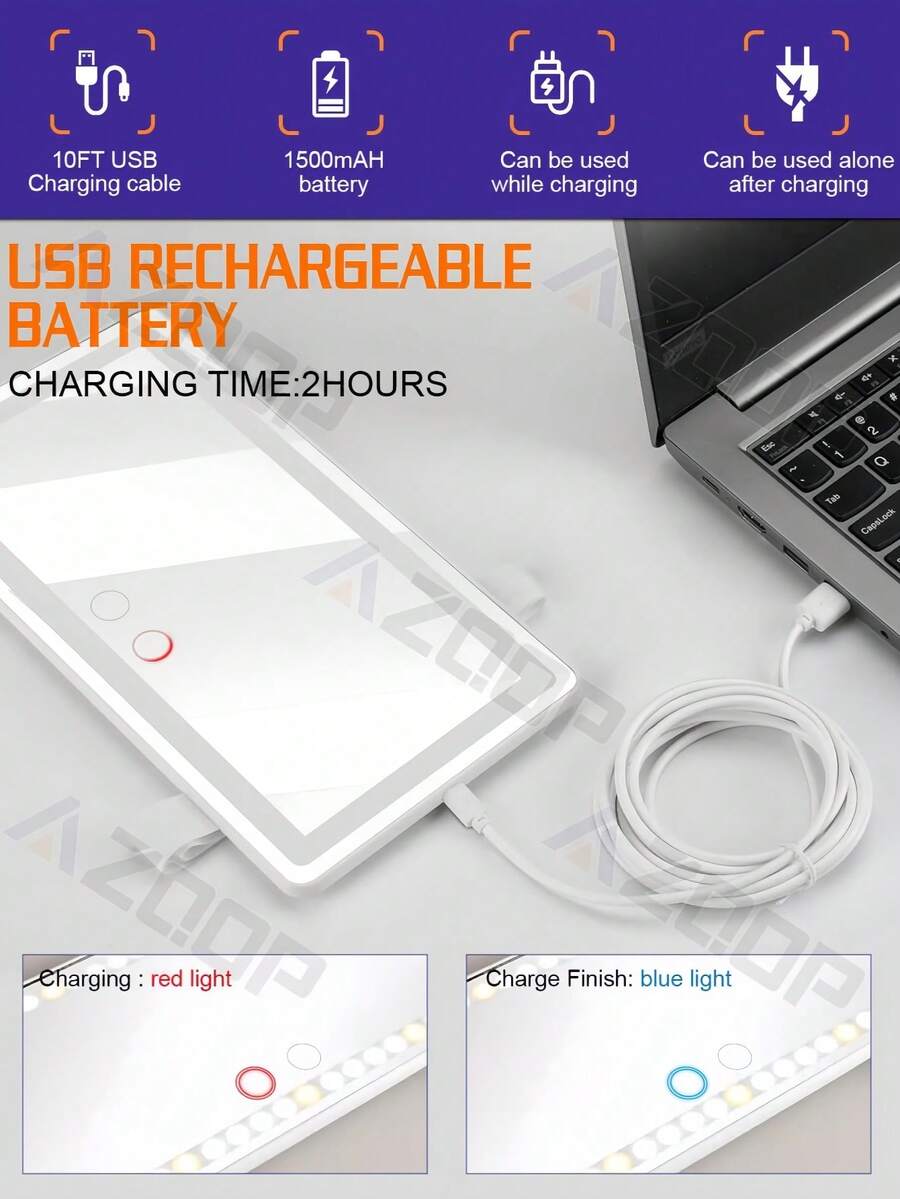 Car Sun Visor Vanity Mirror, Rechargeable Led Light Car Visor Mirror