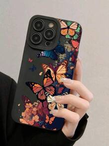 Funda protectora antidesligamiento de TPU compatible con 1 pieza con diseño de manzana, animal, mariposa para iPhone/11,16PROMAX,16PRO,16,15PROMAX,14PROMAX/Galaxy,SAM/Honor X6A,X7B,X8B
