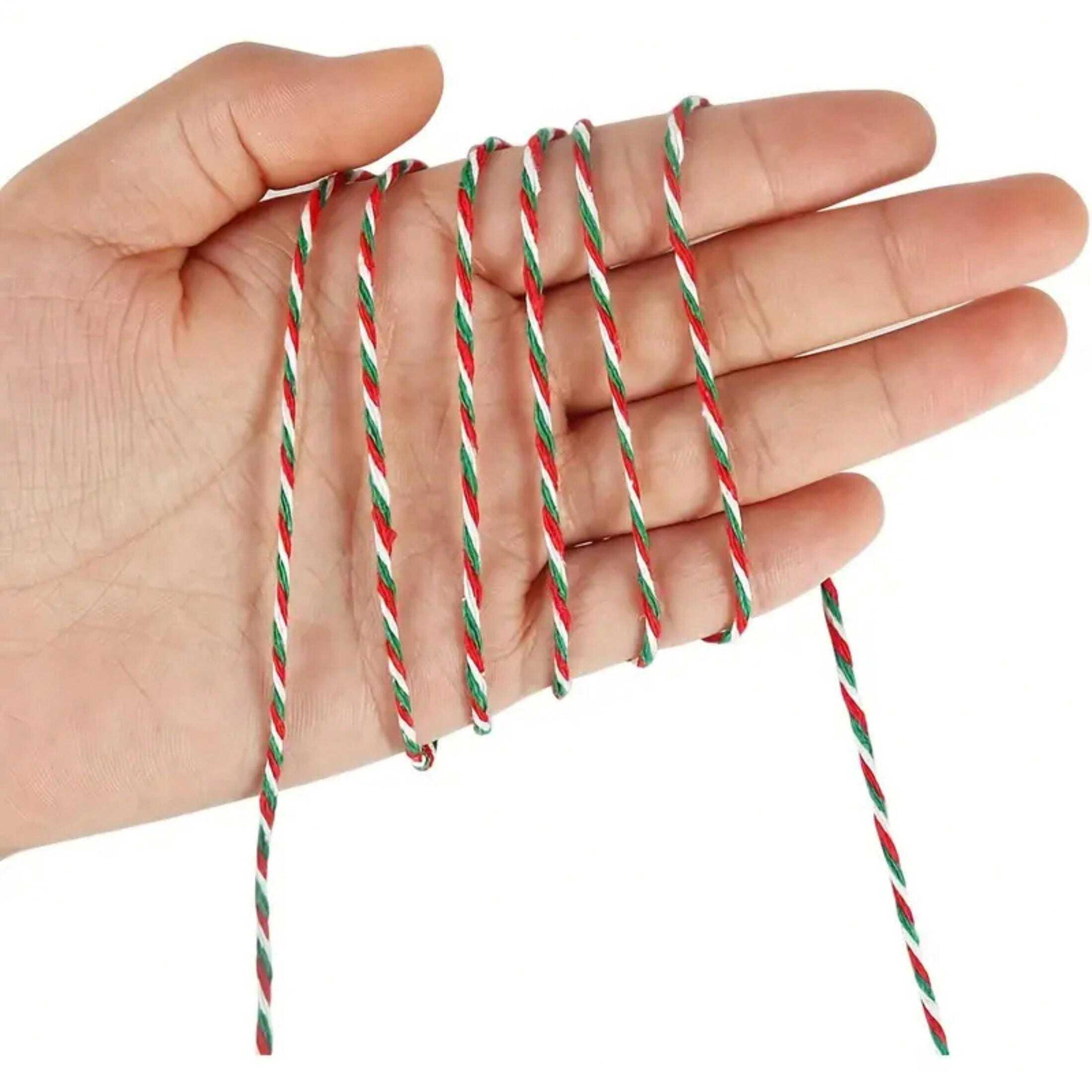 70Yard TriColor (White, Red, Green) Christmas Poly Twine, 2mm Thick