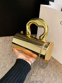 Bolso de acrilico de unicolor, nueva bolsa de moda con asa personalizada, bolso cruzado con cadena con forma cilíndrica, estuche para teléfono y monedero, apto para trabajo, trayecto, cita, compras, viaje, regalo romántico para parejas en San Valentín