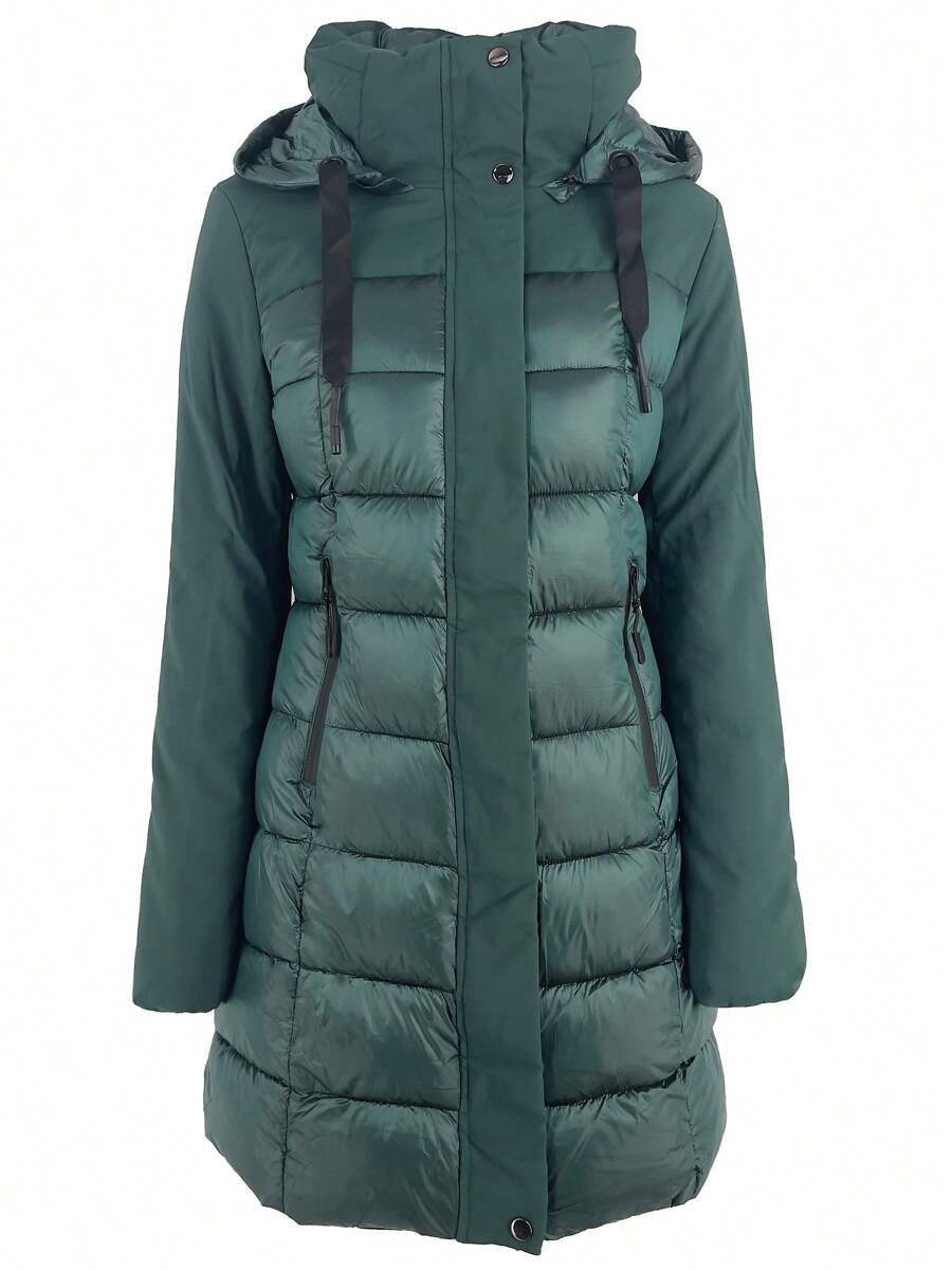 Piumino Lungo Donna Invernale con Cappuccio cod.20350 - Verde - Visualizzare 1