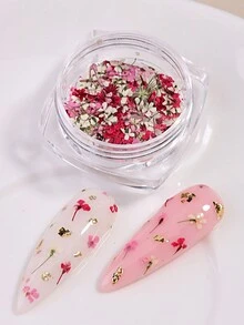 1 瓶花朵美甲装饰混合粉色红色人造花瓣叶子满天星 3D 花朵凝胶抛光 DIY 美甲配件可爱饰品美甲饰品美甲沙龙用品 - 彩色 - 查看 6