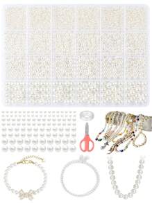 24-Grid 810pcs Beads Bracelet Necklace Making Tools Kit, Handmade DIY Jewelry Kit With Pearls, Crystal Supplies, Great Gift For All Occasions - Imitation Pearl - View 1