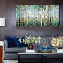 1 Bức Tranh Vải Không Khung Rừng Bạch Dương Xanh Lá Cây Trang Trí Nghệ Thuật Treo Tường Thiên Nhiên Thực Vật Động Vật Hoang Dã Cây Cảnh Nghệ Thuật Trang Trí Nhà Phòng Khách Phòng Ngủ Văn Phòng Trang Trí Tường Nghệ Thuật Treo Tường - Nhiều màu - Xem 4