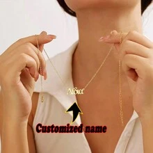 1Pc Personalized Name Necklace Greek Name Necklace, Stainless Steel Jewelry Nameplate Pendant Greece Cyprus Hellenic Greek Letter Name Necklace Men's And Women's Necklace Christmas Gifts(Multiple Chain Options For Men And Women) - Gold - View 14