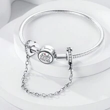 1 件银色闪亮方晶锆石经典浪漫无限心形硅胶锁扣链饰适合原创手链项链吊坠串珠适用于 DIY 珠宝制作女士女孩日常珠宝配饰 - 銀色 - 查看 3