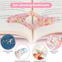 1/2/4 piezas Sujetador de páginas de libro hecho con roca resinada seca, anillo de pulgar transparente, marcapáginas de pulgar hecho a mano y personalizado, accesorios de libro para maestros, amantes de los libros y lectores literarios