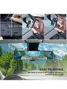 1 件装汽车后视曲面镜宽视野防雾防眩目车内后视镜 - 黑色 - 查看 4