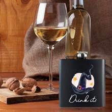 1 chiếc bình đựng rượu cá nhân 6oz, 8oz, 10oz thép không gỉ hình vuông màu đen dành cho nam giới quà tặng phù rể quà tặng cho anh trai bạn trai ngày lễ Halloween - Thiết kế 6 - Xem 2