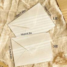 10 cái/gói Lanh Kết cấu Phong bì , Phong cách Vintage Da bò Dày Giấy Lời mời Phong bì , DIY Thẻ Lưu trữ , Viết tay Lá thư In Phong bì - trắng - Xem 2
