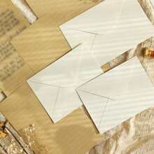 10 cái/gói Lanh Kết cấu Phong bì , Phong cách Vintage Da bò Dày Giấy Lời mời Phong bì , DIY Thẻ Lưu trữ , Viết tay Lá thư In Phong bì - trắng - Xem 1