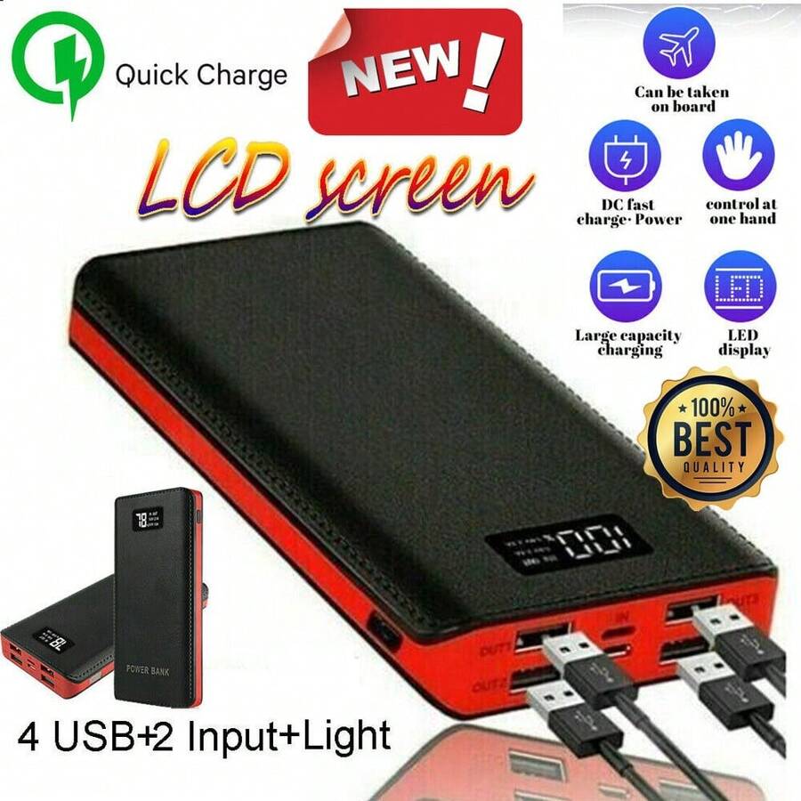 9000000mAh Portable Power Bank USB LCD External Battery Charger For