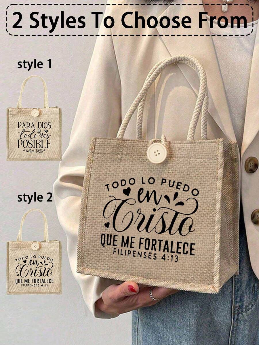 Sacola de Lona com Estampa de Letras de Lista de Tarefas Simples, Sacola de Compras com Alça Dupla Decorada com Botão, Bolsa de Lanche, Melhor Presente para Expressar Fé, Perfeito para Viagem e Férias, Reutilizável, Adequada para Casamento, Aniversário, Praia, Festival, Perfeito para Formandos, Adolescentes, Calouras, Veteranos, Adolescentes, Faculdade e Ensino Médio, Ao Ar Livre, Volta às Aulas, Presente para Amigos e Melhores Amigos, Presente para Professores, Escolha Perfeita para Férias e Festival - Caqui - Visão 1