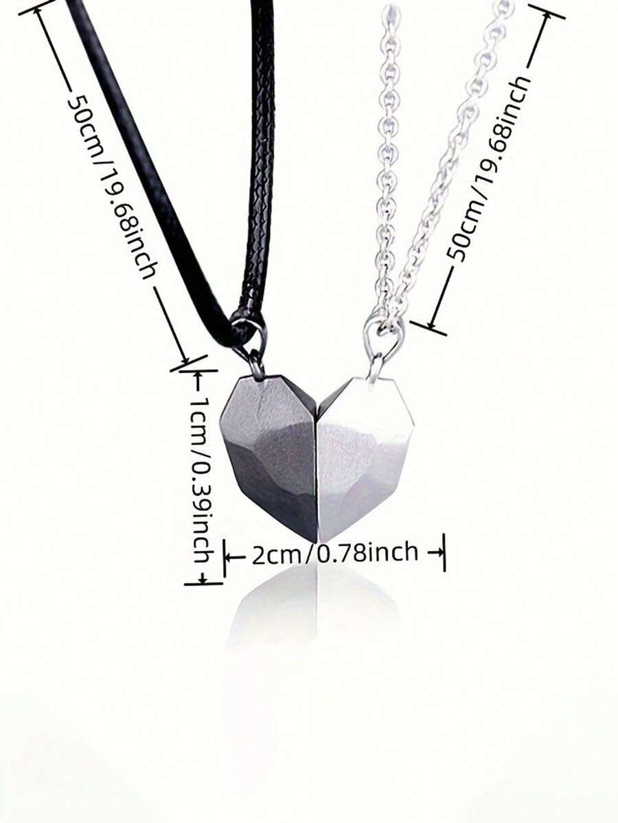 2pcs Creative Matching Heart Pendant Necklace For Couple/Bestie