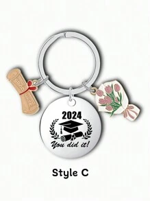 1pc Customized Graduate Keychain, Unique Keychain Funny Gift For Postgraduate Students, Teachers, Suitable For Kids, Partners, Friends And Classmates, Stainless Steel